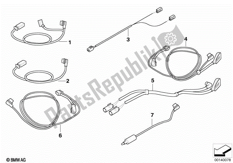 Toutes les pièces pour le Connect. Câble Pour Système De Navigation du BMW K 1200R 43 2005 - 2008