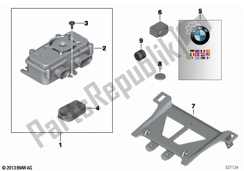 Alle onderdelen voor de Retrofit Antidiefstalalarmsysteem van de BMW K 1200R 43 2005 - 2008