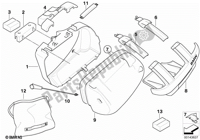 Todas las partes para Maleta Deportiva Piezas Individuales de BMW K 1200R 43 2005 - 2008