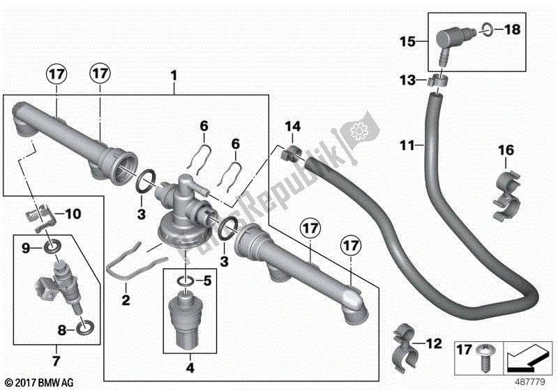 Todas las partes para Válvulas / Tuberías Del Sistema De Inyección De Combustible de BMW K 1200R 43 2005 - 2008