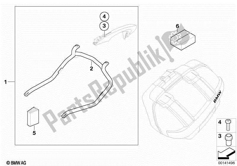 Todas las partes para Soporte De Maleta / Piezas De Montaje de BMW K 1200R Sport 43 2006 - 2007