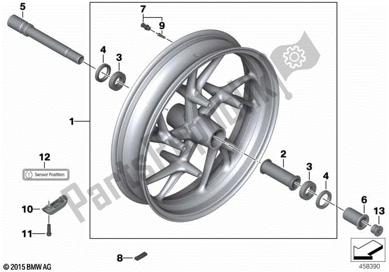 Todas las partes para Llanta De Fundición Delantera de BMW K 1200R Sport 43 2006 - 2007