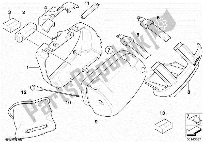 Todas las partes para Maleta Deportiva Piezas Individuales de BMW K 1200R Sport 43 2006 - 2007