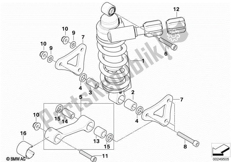 Todas las partes para Puntal De Resorte, Trasero de BMW K 1200R Sport 43 2006 - 2007