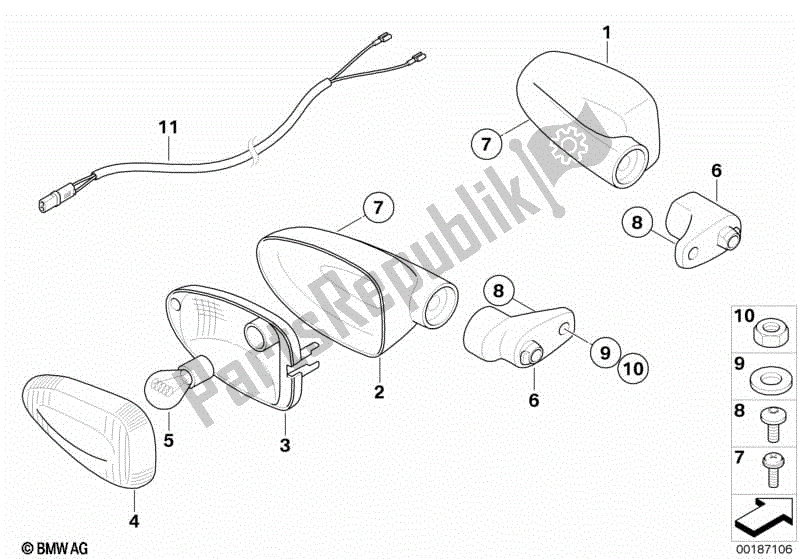 Todas las partes para Luces De Señal De Giro de BMW K 1200R Sport 43 2006 - 2007