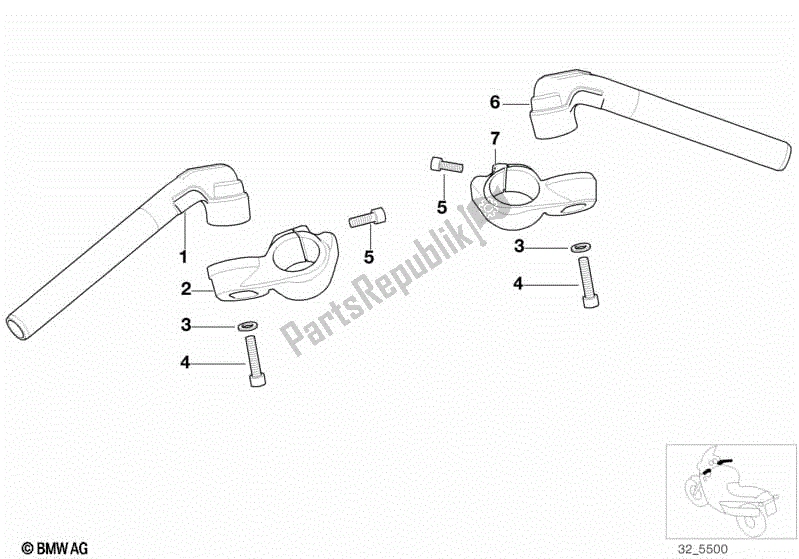 Todas las partes para Manillar Ajustable de BMW K 1200 RS  89V3 1996 - 2001