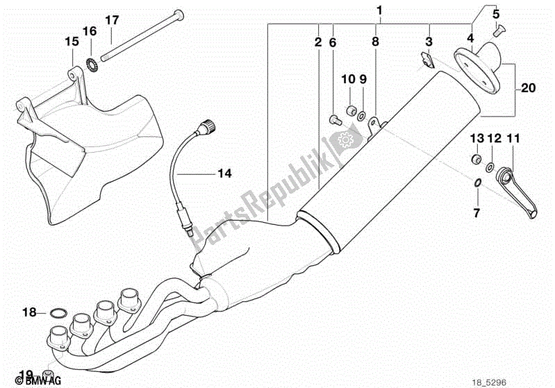 Todas las partes para Partes Del Sistema De Escape Con Soportes de BMW K 1200 RS  89V3 1996 - 2001