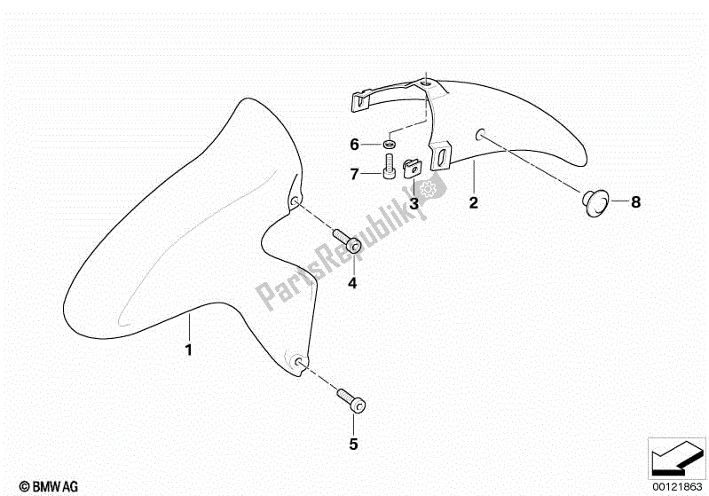 Todas las partes para Guardabarros De La Rueda Delantera de BMW K 1200 RS  89V3 1996 - 2001