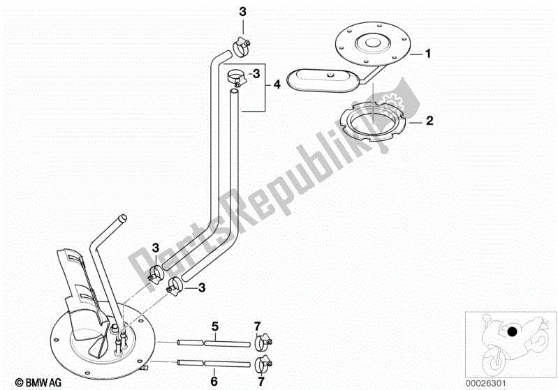 Todas las partes para Ventilación Del Tanque De Combustible / Piezas De Montaje de BMW K 1200 RS  89V3 1996 - 2001