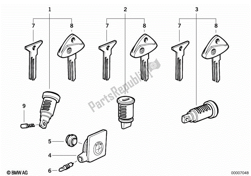 Todas las partes para Cilindro De Cerradura / Llave / Código de BMW K 1200 RS  89V3 1996 - 2001