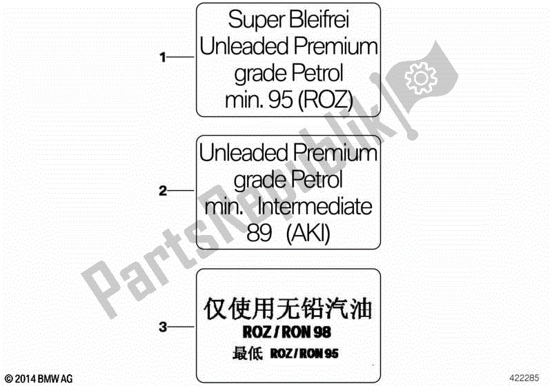 Todas las partes para Etiqueta De Aviso Para Combustible de BMW K 1200 RS  89V3 1996 - 2001