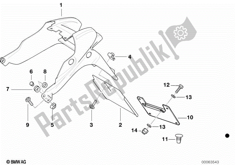 Todas las partes para Montaje De La Placa De Matrícula de BMW K 1200 RS  89V3 1996 - 2001