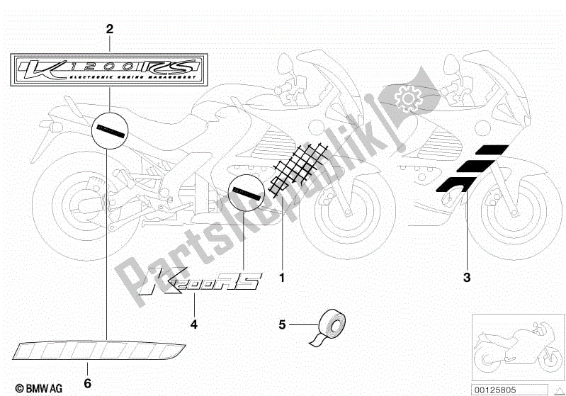 Todas las partes para Pegatina de BMW K 1200 RS  89V3 1996 - 2001