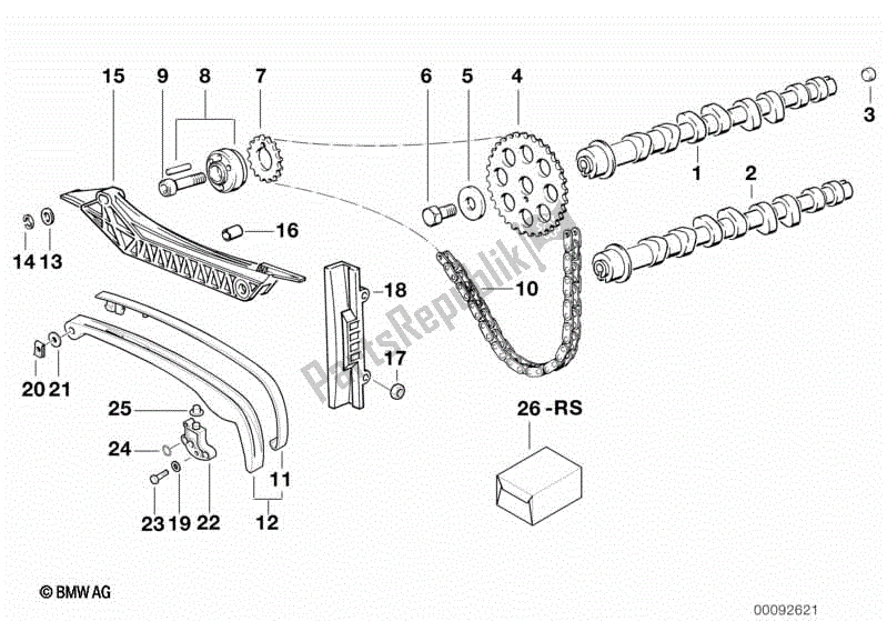 Todas las partes para Engranaje De Distribución - árbol De Levas / Transmisión Por Cadena de BMW K 1200 RS  89V3 1996 - 2001