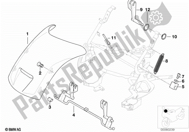 Todas las partes para Parabrisas, Ajustable / Hardware De Montaje de BMW K 1200 RS  89V3 1996 - 2001