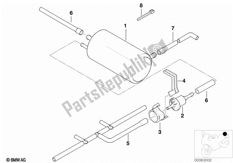 Todas las partes para Filtro De Carbón Activado / Ventilación De Combustible de BMW K 1200 RS 41 2001 - 2004