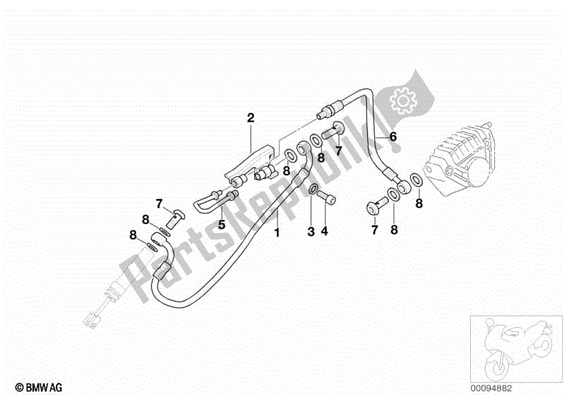 Todas las partes para Tubo De Freno, Trasero, Sin Abs de BMW K 1200 RS 41 2001 - 2004