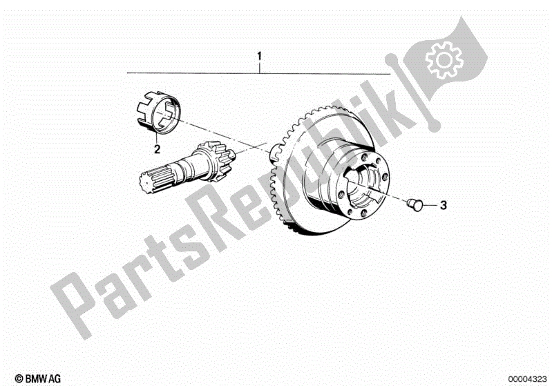 All parts for the Differential Gear Set of the BMW K 1200 RS 41 2001 - 2004