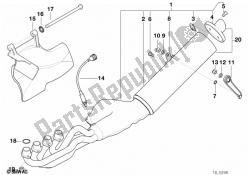 partes del sistema de escape con soportes