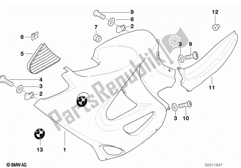 Todas las partes para Sección Lateral Del Carenado de BMW K 1200 RS 41 2001 - 2004