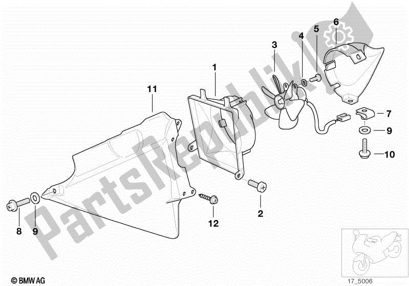 Todas las partes para Carcasa Del Ventilador, Piezas De Montaje de BMW K 1200 RS 41 2001 - 2004