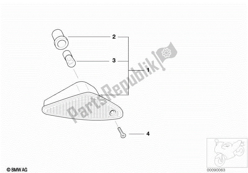 All parts for the Front Turn Indicator of the BMW K 1200 RS 41 2001 - 2004