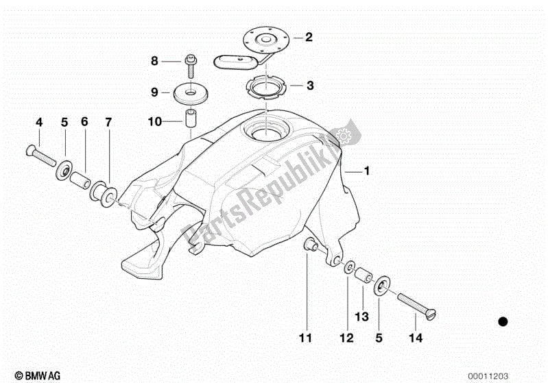 Todas las partes para Piezas De Montaje Del Tanque De Combustible de BMW K 1200 RS 41 2001 - 2004