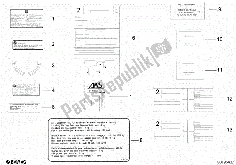 Todas las partes para Etiqueta de BMW K 1200 RS 41 2001 - 2004