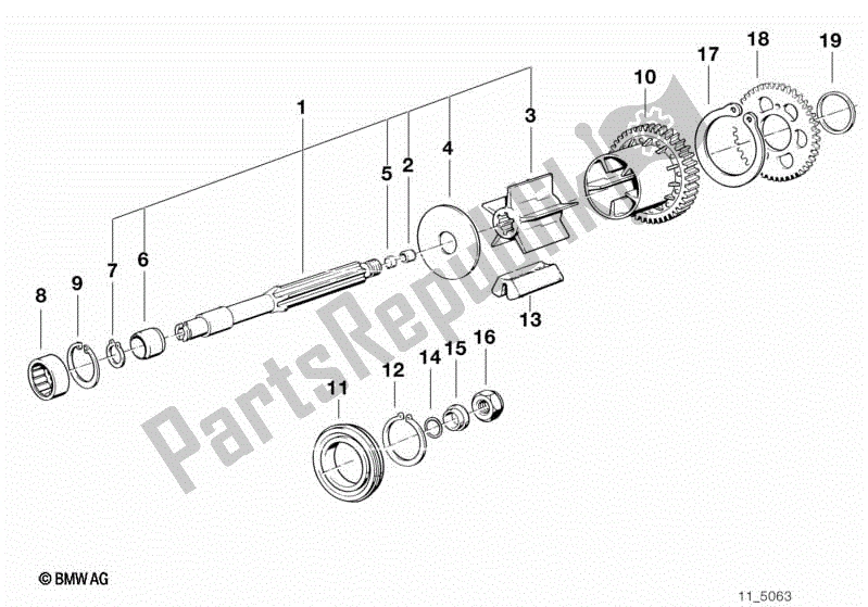 All parts for the Output Shaft of the BMW K 1200 RS 41 2001 - 2004