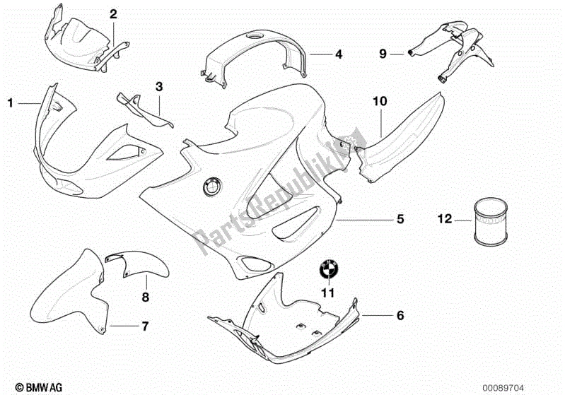 Todas las partes para Piezas Pintadas, 716 Nacht-schwarz de BMW K 1200 RS 41 2001 - 2004