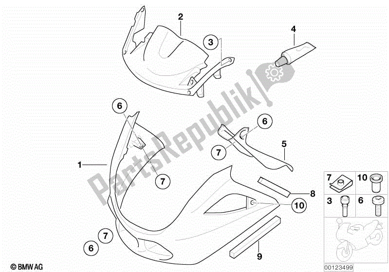 Todas las partes para Sección Superior Del Panel Con Imprimación Clave de BMW K 1200 RS 41 2001 - 2004