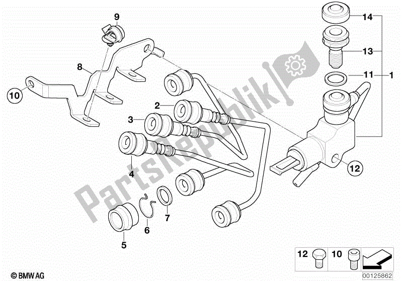 All parts for the Press. Modulat. Integr. Abs Add-on Parts of the BMW K 1200 RS 41 2001 - 2004