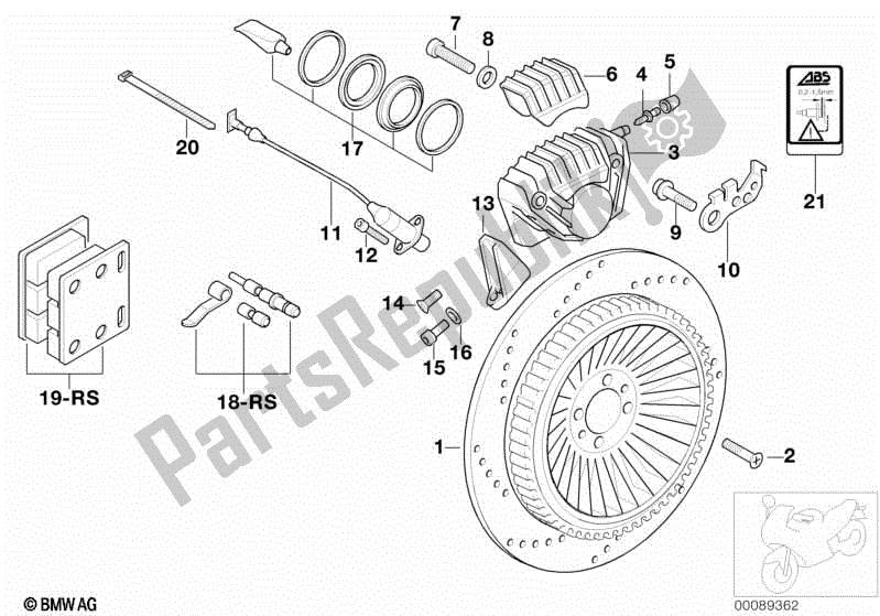 Todas las partes para Freno De Rueda Trasera Sin Abs Integral de BMW K 1200 RS 41 2001 - 2004