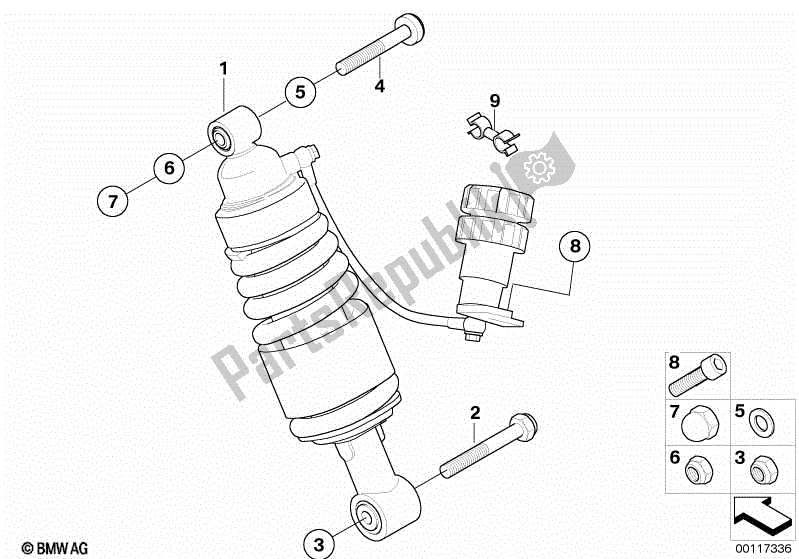 Todas las partes para Puntal De Resorte, Trasero de BMW K 1200 RS 41 2001 - 2004