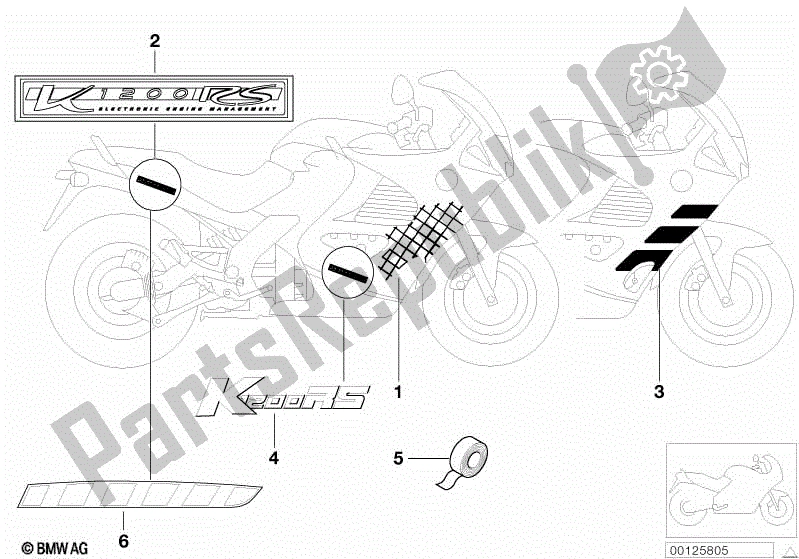 Todas las partes para Pegatina de BMW K 1200 RS 41 2001 - 2004