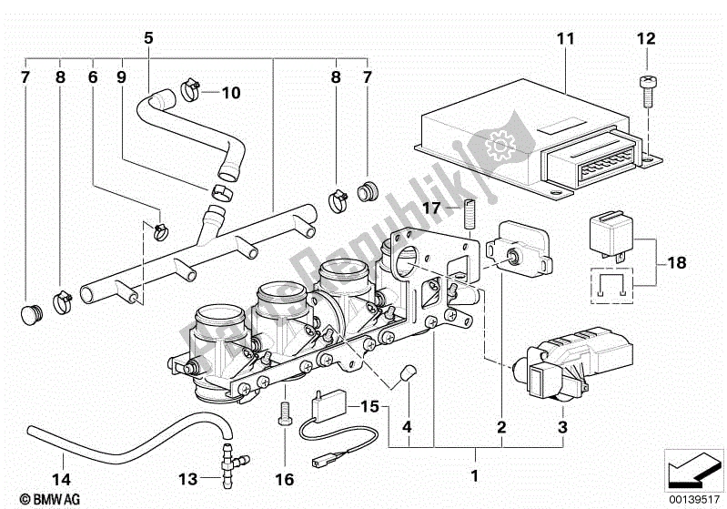 Todas las partes para Conjunto De Caja De Mariposa / Unidad De Control de BMW K 1200 RS 41 2001 - 2004