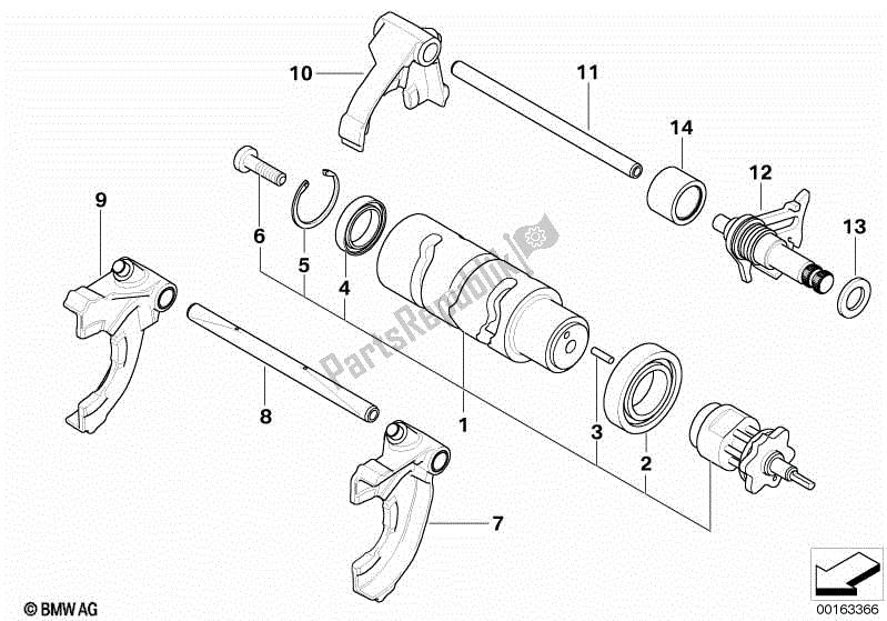 Toutes les pièces pour le Composants De Changement De Vitesse De Transmission à 6 Vitesses du BMW K 1200S 40 2004 - 2008