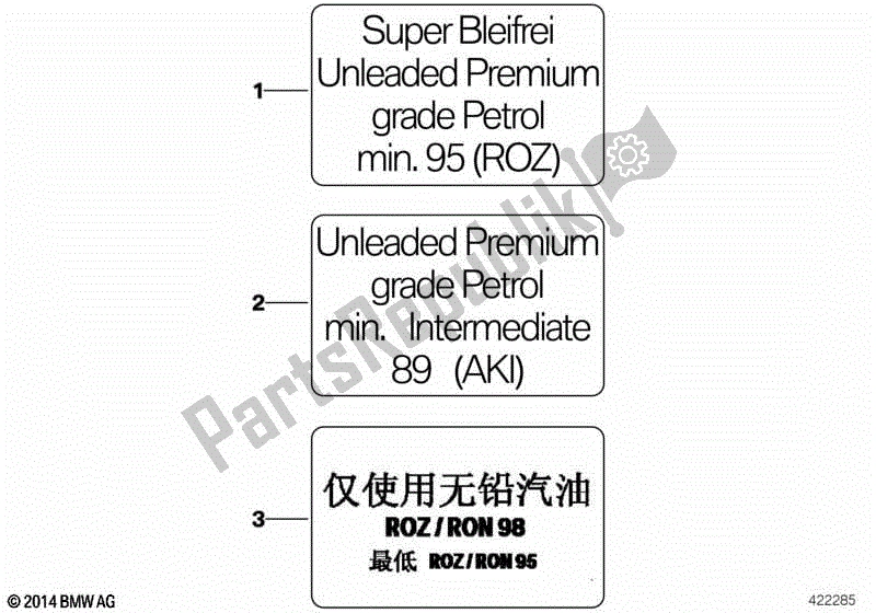 Toutes les pièces pour le étiquette D'avertissement Pour Le Carburant du BMW K 1200S 40 2004 - 2008