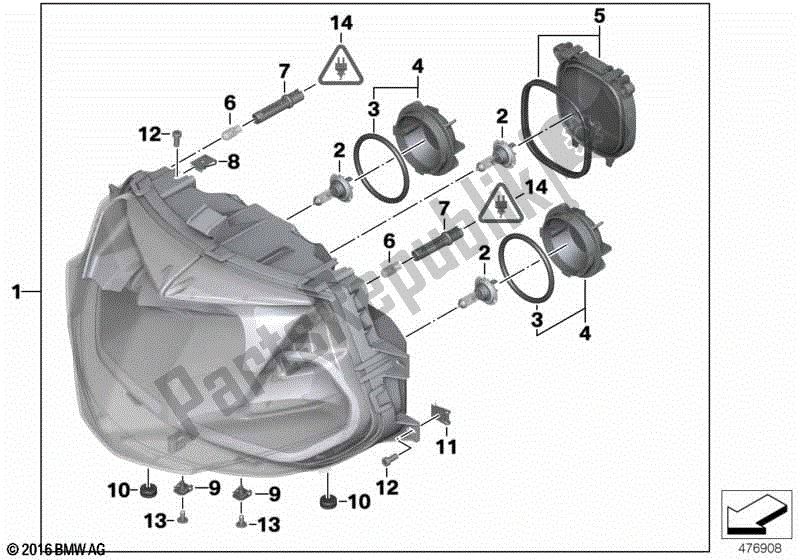 Todas las partes para Faro de BMW K 1300 GT 44 2008 - 2010