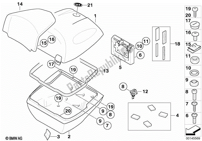 Todas las partes para Piezas Individuales Para Baúl 49l de BMW K 1300 GT 44 2008 - 2010