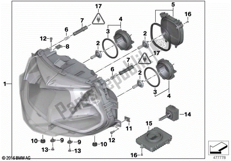 Todas las partes para Faro De Xenón de BMW K 1300 GT 44 2008 - 2010