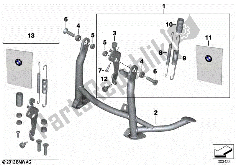 Todas las partes para Soporte Central de BMW K 1300R 43 2008 - 2012