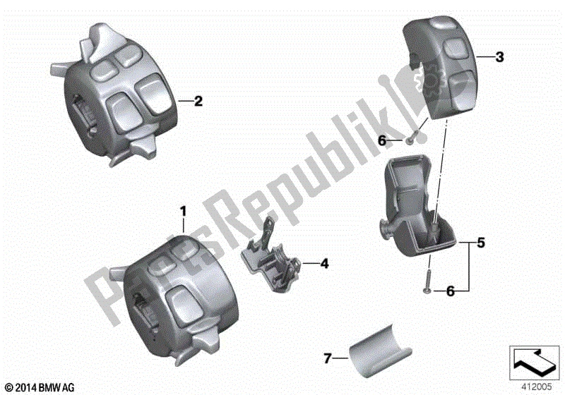 Alle onderdelen voor de Combinatieschakelaar Op Het Stuur van de BMW K 1300R 43 2008 - 2012