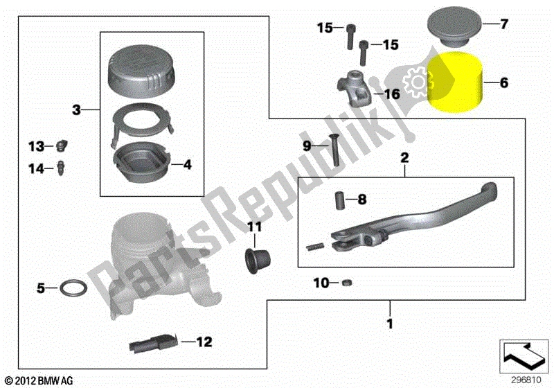 Alle onderdelen voor de Handrem Montage Stuurklem M5 van de BMW K 1300R 43 2008 - 2012