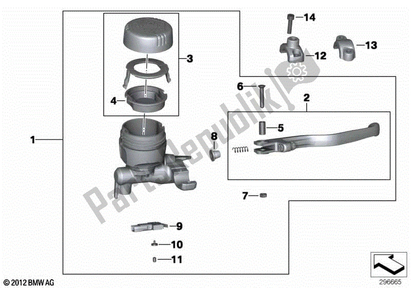 Todas las partes para Conjunto De Freno De Mano Abrazadera De Manillar M6 de BMW K 1300R 43 2008 - 2012