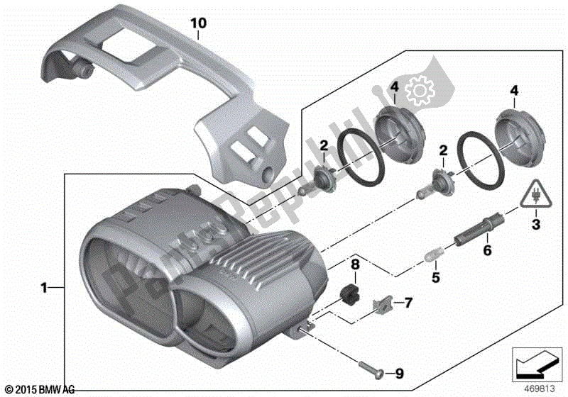 Alle onderdelen voor de Koplamp van de BMW K 1300R 43 2008 - 2012