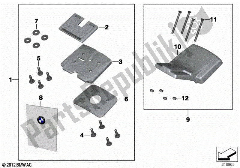 Alle onderdelen voor de Bevestigingsmateriaal Voor Navigator Iv van de BMW K 1300R 43 2008 - 2012