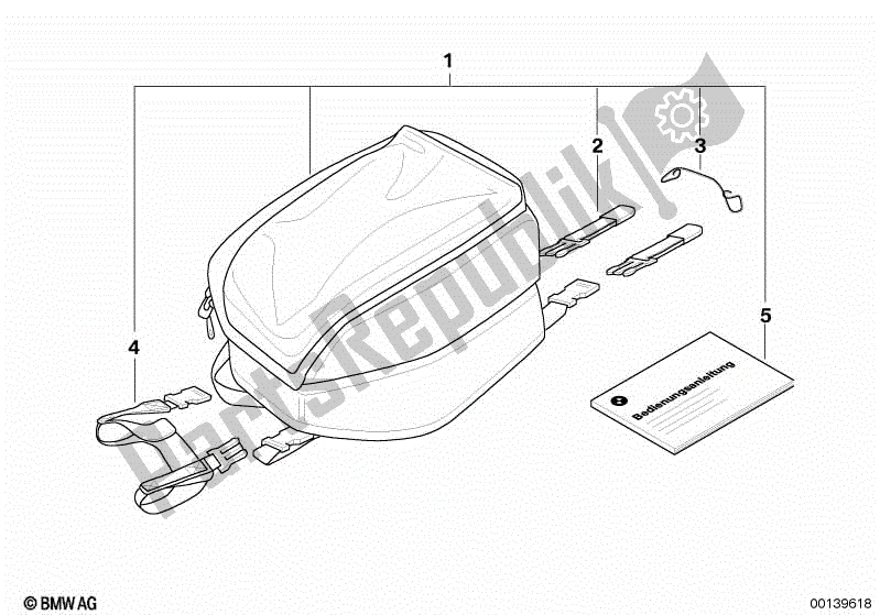 Alle onderdelen voor de Tanktop Tas van de BMW K 1300R 43 2008 - 2012