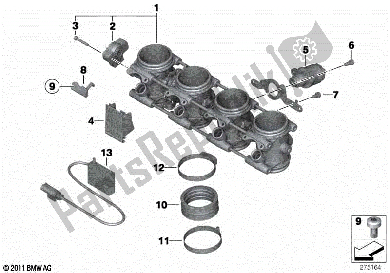 Alle onderdelen voor de Gasklephuis van de BMW K 1300R 43 2008 - 2012