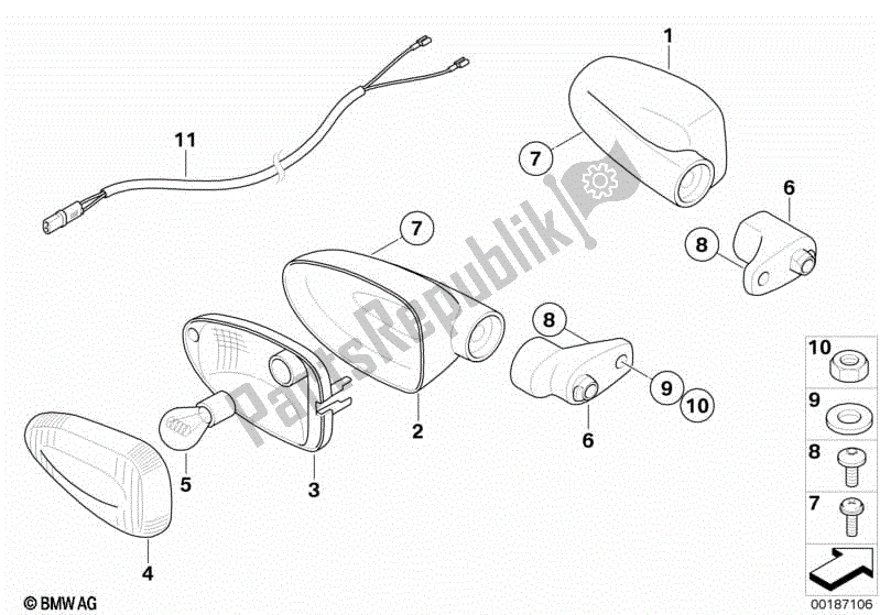 Todas las partes para Luces Indicadoras De Dirección Blancas de BMW K 1300R 43 2008 - 2012